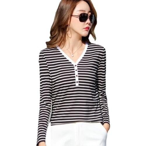 2021 Women Tshirt Striped Tees Women Clothes Long Sleeve Summer Tops for Women Shirts Women