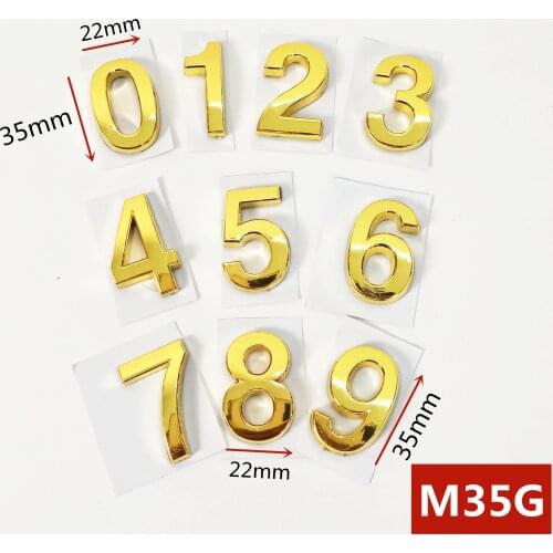 35mm House Number House Hotel Door Plate Address Digits Sticker Door Sign Golden color