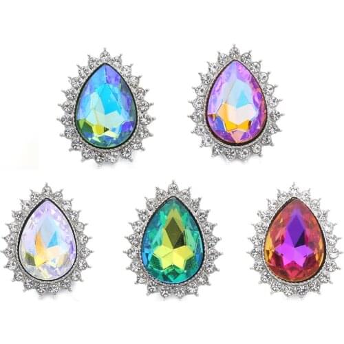 5pcs/lot New Snap Jewelry 18mm Metal Snap Buttons Jewelry Colorful Rhinestone Buttons Fit 18mm Snap Bracelet Necklaces Jewelry