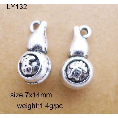 50pcs/lot Alloy Antique Silver 7x14mm Cucurbit Charm Pendant Fit Bracelet Necklace DIY Metal Jewelry Making