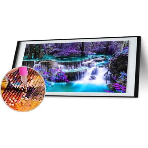 5D DIY Diamond Painting Waterfall Scenic Full Round Rhinestone Diamond Embroidery Landscape Cross Stitch Mosaic Home Decoration
