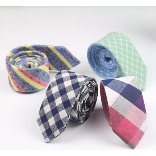Seamless Tie Classic Mens Plaid Necktie Casual Double Face Suit Ties Male Cotton Skinny Slim Ties Colourful Cravat