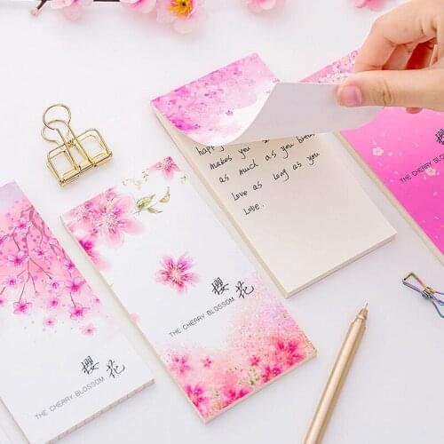 8 Pcs Simple Cherry Blossom Note Pad Horizontal Line Blank Note Paper with Hand Record Small Book Kawaii Stickers Memo Sheets