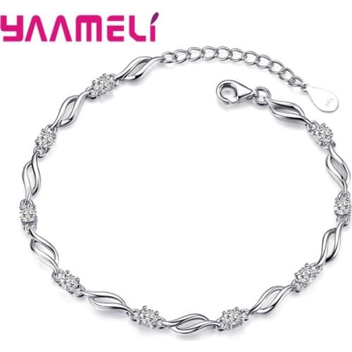 New Design Women/Lady/Girls Trendy 925 Sterling Silver Charming Crystal Lovely Bracelet Adjustable Friendship Bracelets Big Sale