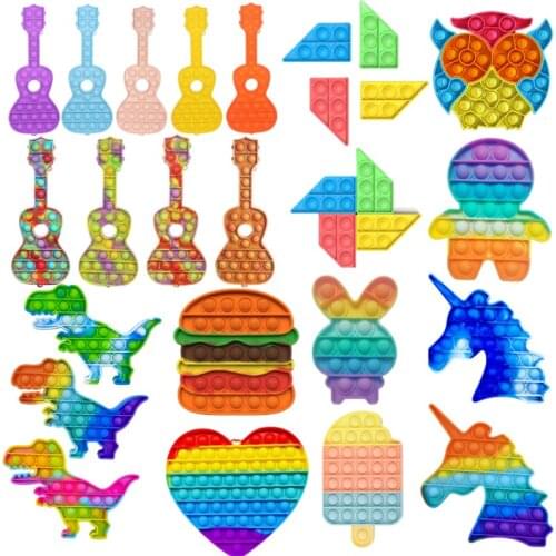 Keychain Children Adult Fidget Toys Color Push Bubble Sensory Toy Mini Antistress поп ит Fidget Toys To Relieve Autism Cheap