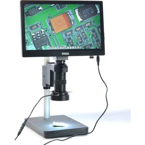 USB 5.0MP HD 11.1 inche Digital Industry Microscope Camera + Table Stand + 100X Zoon C-mount Lens + 40 LED Light