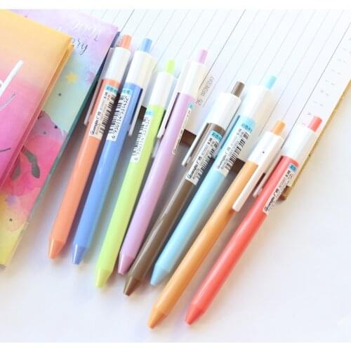 Domikee cute candy macaron office school student ballpoint pens lot Korean ball pens stationery supplies 0.38mm black 12pcs