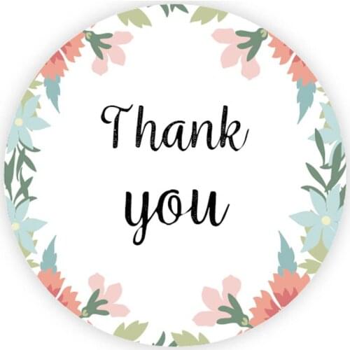 DouxArt 100Pcs Thank You Stickers, 40MM Garland Marriage Baptism Communion Wedding Celebration Handmade Gift Labels Seals Q005