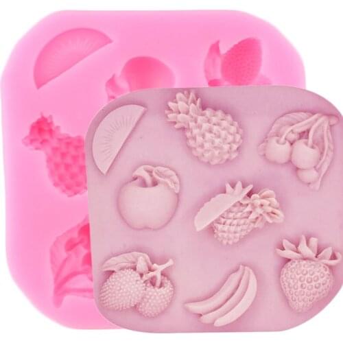 Fruit pineapple Banana Strawberry Apple Cherry Chocolate Cake Decorating Tools DIY Cupcake Topper Candy Fondant Silicone Molds