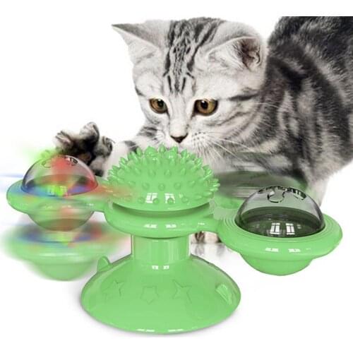 Pet cat toy spin puzzle training turntable windmill glow ball interactive kitten play game Training Toy