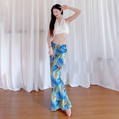 Hot Sell Women Team 2 Piece Belly Dance Set Sexy Dancer Performance Show Clothing white top+blue skirt 2pcs dance suit