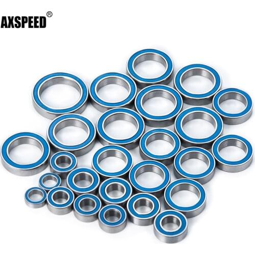 AXSPEED 26Pcs Ball Bearing Kit Blue Rubber Sealed Chrome Steel for 1/10 Arrma Big Rock Typhon Granite Senton 3s BLX RC Car