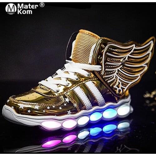 Size 25-37 Children USB Charge Luminous Sneakers Boy Non-slip Shoes Kids Wear-resistant Glowing Sneakers Girl Led Light Up Shoes