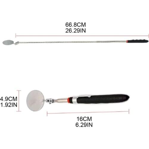 Stainless Steel Round Telescoping Mirror Round Adjustable Glass Mirror for Hard-to-reach Area Detection