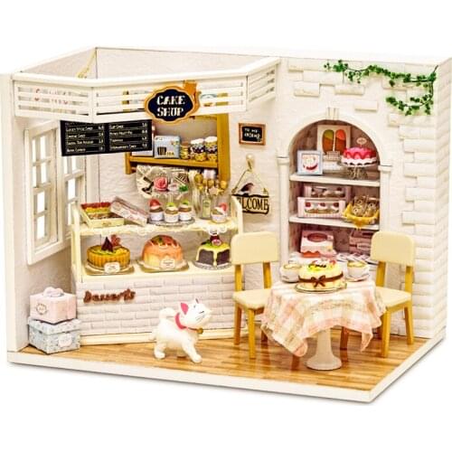 Doll House Furniture Diy Miniature Dust Cover 3D Wooden Miniaturas Dollhouse Toys for Children Birthday Gifts Cake Diary