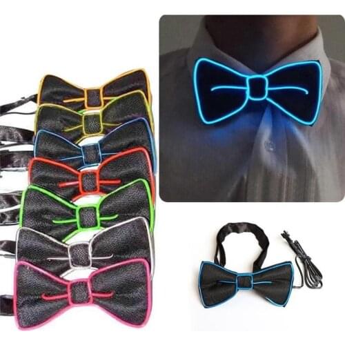 Blinking LED Bowtie LED Illuminated Elastic Bow tie Light up By 2AA Battery For Marriage Party Festival Club Supplies Unisex