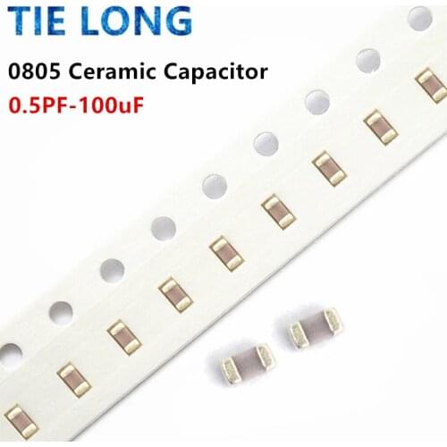 100pcs/Lot 100nF X7R 10% 50V 0805 0.1UF 104 1pF ~ 47uF SMD Thick Chip Multilayer Ceramic Capacitor