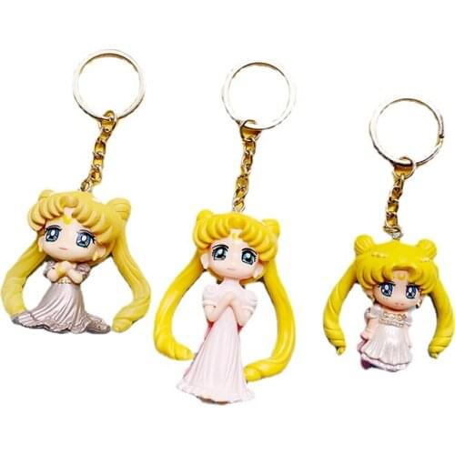 2021 New Sailor Moon Kawaii Fashion Car Keychain For Women Anime Decor Bag Pendant Ring Key Chain Collection Kids Toy Doll Gifts