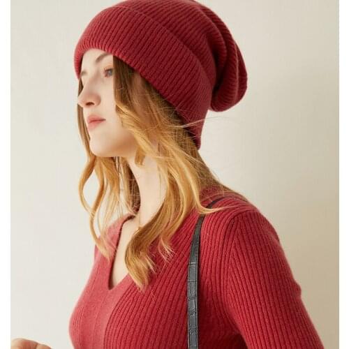 New Arrival Autumn Winter Women Hats 100% Cashmere And Wool Knitted Headgears Soft Thick Warm Fashion Girl Cap 6Colors Hot Sale