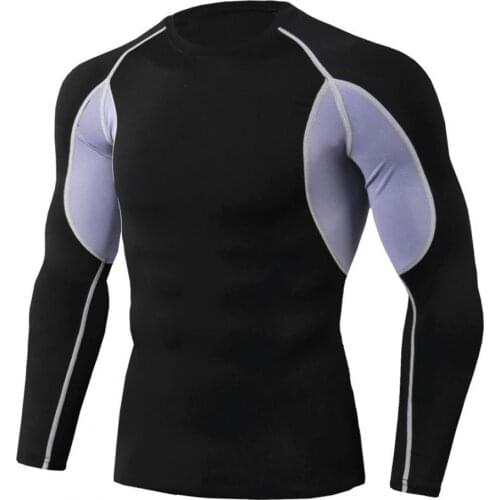 Slim Muscle Men Shirts Cycling Jersey Color Block Long Sleeves Quick Dry Men Stretchy Sweat-absorbent Fitness Training T-shirt