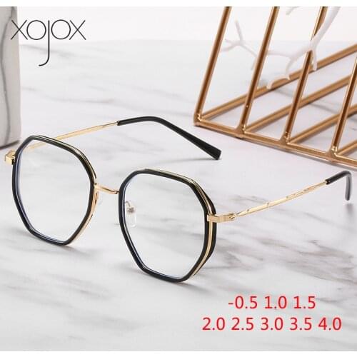 XojoX Finished Myopia Glasses -0.5 1.0 2.0 3.0 4.0 Anti-Blue Light Nearsighted Spectacles Men Women Vintage Optical Eyeglasses