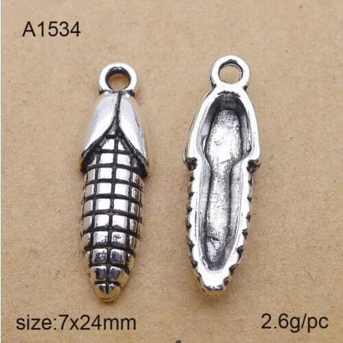 25Pcs Antique Silver Zinc Alloy Corn Charms Pendants For Jewelry Making Charm Handmade DIY 7*24mm