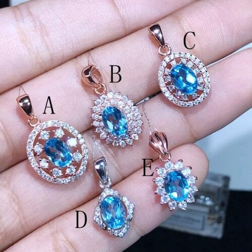 Supply 1 Carat Natural Topaz Pendant 925 Sterling Silver Inlay