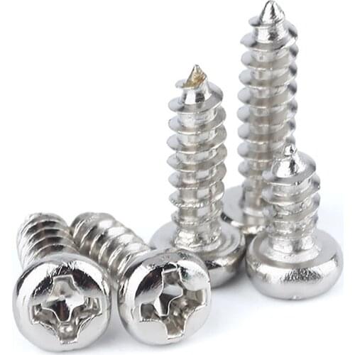 Nickel plated screw cross recessed phillips round pan head self tapping screw M2 2.3 2.6-M4