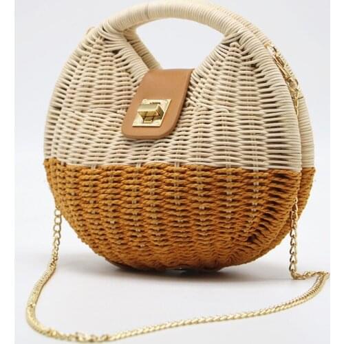 Straw Bag Women Summer Rattan Bags Shell Beach HandBags Women Summer Messenger Crossbody Bags Travel Popular Designer Handbags