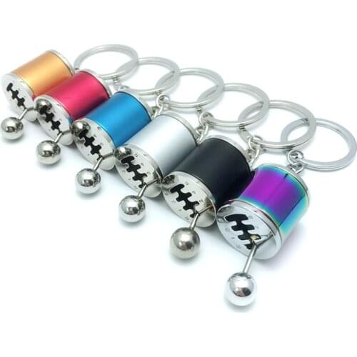 Creative Car 6 Speed Gearbox Gear Head Keychain Manual Transmission Lever Metal Key Ring Car Refitting Metal Pendant Keychain