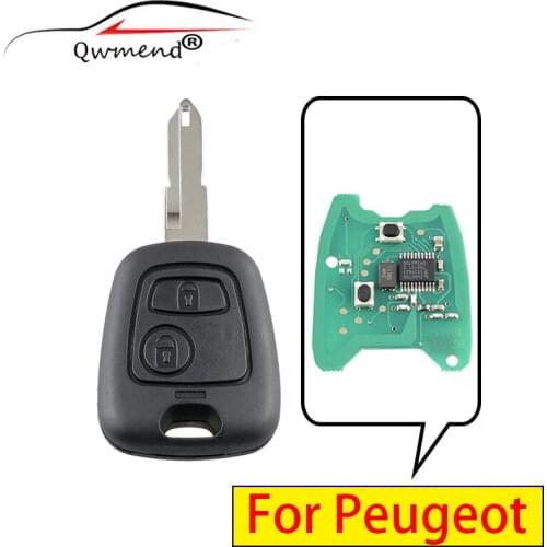 QWMEND 2 Buttons Smart Car Key for Peugeot 206 306 405 Car Remote Key 434MHz PCF7961 Chip for Peugeot Key NE73 Blade