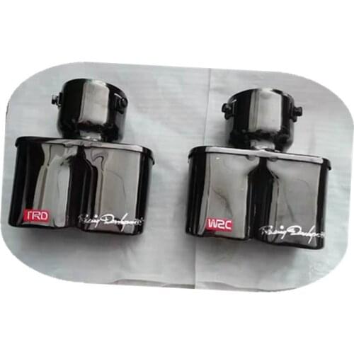 Universal Car-styling Car Exhaust Double 1 To 2 Tip/Muffler Modified Tail End Pipe Inlet Min 45mm Max 73mm Trd & Wrc Sticker