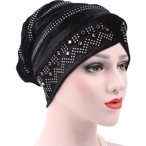 Women Winter Hats Soft India Hat Luxury Turban Hats Beanie Head Wrap Chemo Cancer Cap Velvet hijab
