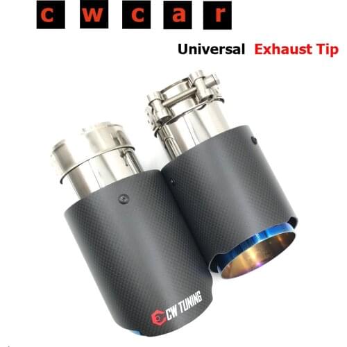 1 Piece Car Carbon Muffler Tip Exhaust System Universal Straight Stainless Blue Exhaust Pipe Muffler Multiple Size For Ak