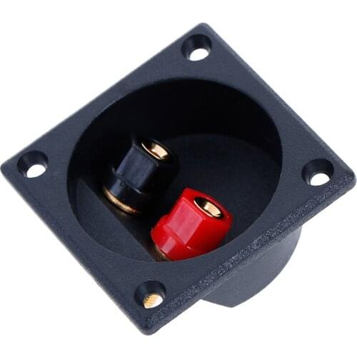 1pc Black And Red Speaker Box Square Shape Double Binding Post Type Speaker Box Terminal Cup