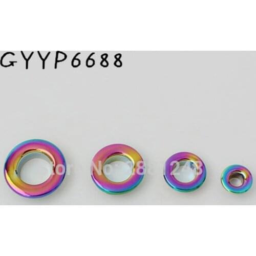 10-30-100pcs 6 size 4.5-5-8-10-12-13.5mm Copper Rainbow pushed grommet bags metal fitting hardware pressed round eyelets