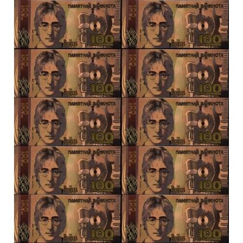 10pcs/lot New Products Color Russia Gold Banknotes 100 Rouble Banknotes In 24k Gold Fake Paper Money for Decoration Gift