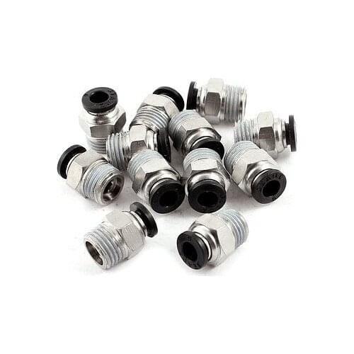 12 Pcs 6mm Tube 1/4" PT Thread Push in Air Pneumatic Quick Coupler Connectors
