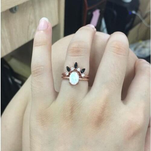 2 Pcs Crystal dinty cz Ring Jewelry Rose Gold Color elegant Wedding Rings For Women Girls Gift Engagement Eternity Band ring set