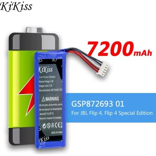 KiKiss High Capacity 7200mAh GSP872693 01 Battery for JBL Flip 4, Flip 4 Special Edition flip4