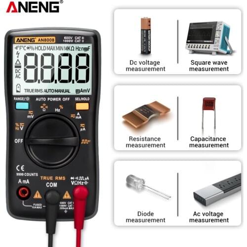 ANENG AN8008 9999 Counts Digital Multimeter Transistor True RMS Tester rm409b Auto Electrical Testers Voltage capacitor Meters