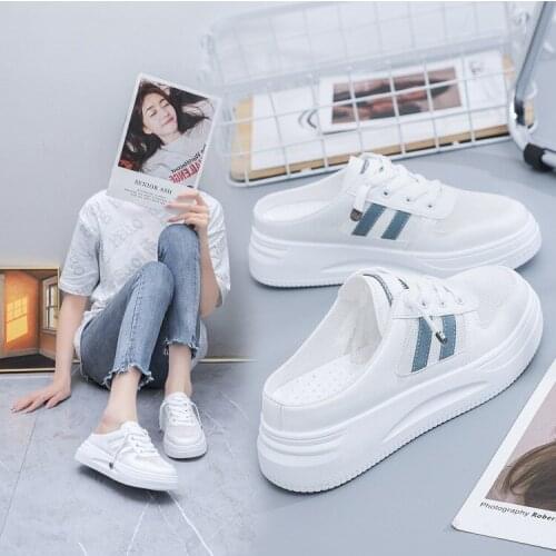 Baotou Half Slippers Women 2021 New Summer Mesh Lazy Thick Bottom Half Support Shoes Women Summer Penetration Comfort 2