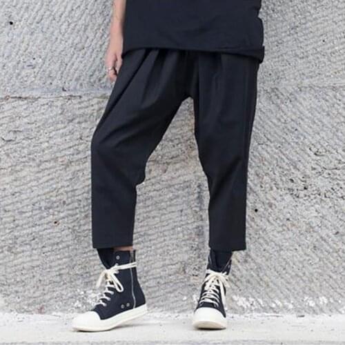 Men Casual Loose Harem Pants Male Dark Black Style Street wear Hip Hop Punk Gothic Trousers Cotton Japan Pant