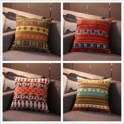 1Pcs Sofa Decorative Cushion Cover 45X45CM Printed Plush Pillow Case Home Decoration Square Vintage Pillowcase 10 Colors
