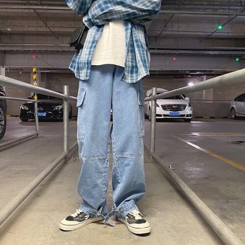 Men Jeans Wide Leg Denim Pant Loose Straight Baggy Mens Jeans Streetwear Skateboard Pants S-5XL Neutral Trousers Hip Hop Casual