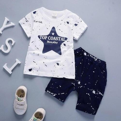 New Summer Fashion Children Baby Boys Girls Clothes Sets Infant Cotton Star T Shirt Shorts 2pcs Toddler Clothing Kids Tracksuits