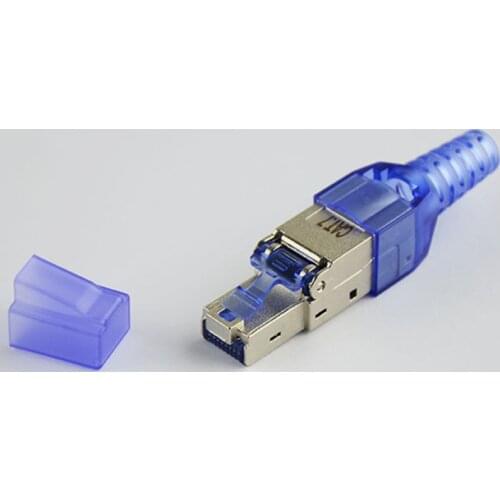 20pc RJ 45 Cat7 Tool-Free Shielded RJ45 Termination Plug 10G Ethernet Networking Extension Cord Connectors Modular 23/24AWG Blue