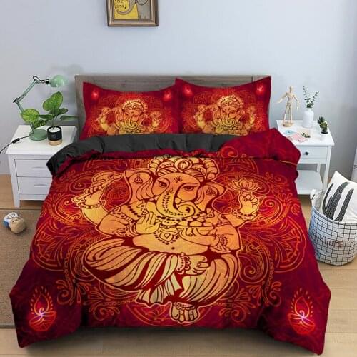 Ganesha Lord Luxury King Queen Single Bedding Set Psychedelic Duvet Cover AU/EU/UK/US Size Available With PIllowcase 2/3pcs