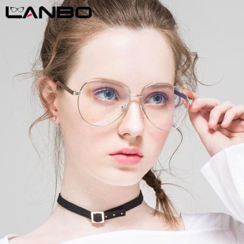 LANBO Computer Glasses 2018 Eyewear Frame Anti Blue Light Game Glasses Glare Men Women Round Clear Lens Fake Metal Glasses 8626