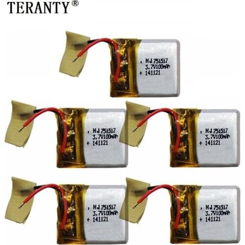 3.7V 100mAh 751517 lithium polymer battery CX-10 CX-12 JJ810 Remote Quadrocopter 3.7V Lipo bettery free shipping 1pcs to 10Pcs